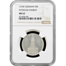 Germany - Third Reich 5 reichsmark 1934 F, NGC MS63, "Potsdam Garrison Church"