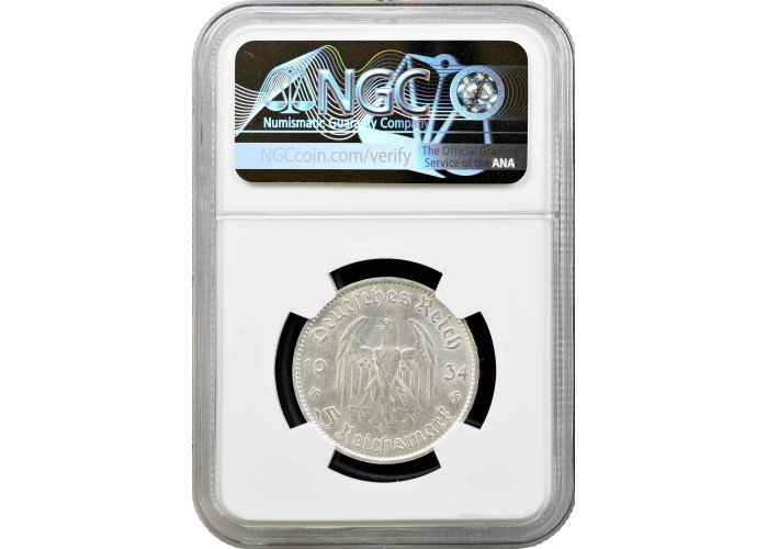 Germany - Third Reich 5 reichsmark 1934 F, NGC MS63, "Potsdam Garrison Church"