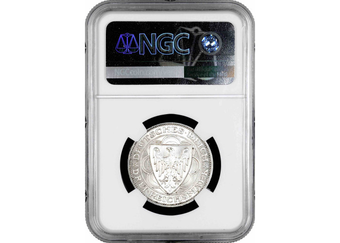 Weimar Republic 3 reichsmark 1927 A, NGC MS66, "100th Anniv. of Bremerhaven"