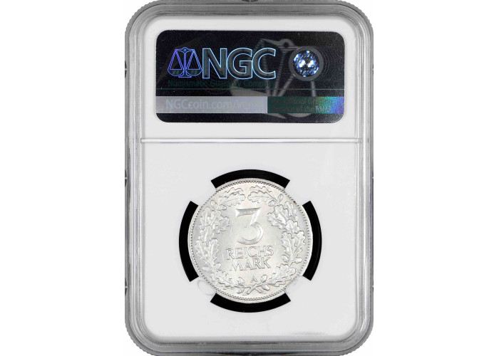 Weimar Republic 3 reichsmark 1925 A, NGC MS64, "1000th Year of the Rhineland"