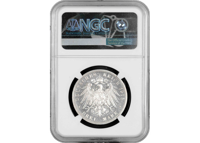 Brunswick-Wolfenbuttel 3 mark 1915, NGC PF64, "Ernst August Wedding & Accession"