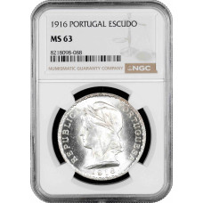 Portugal 1 escudo 1916, NGC MS63, "Portuguese Republic (1911 - 1969)"