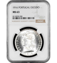 Portugal 1 escudo 1916, NGC MS63, "Portuguese Republic (1911 - 1969)"