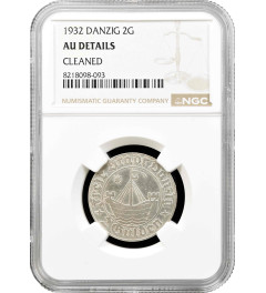 Danzig 2 gulden 1932, NGC AU Det., "Free City of Danzig (1923 - 1939)" silver coin