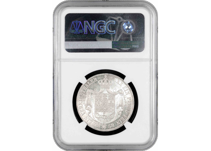 Brunswick-Wolfenbuttel 1 vereinsthaler 1858 B, NGC MS62, "William (1831 - 1884)"