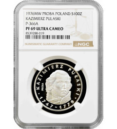 Poland 100 zlotych 1976, NGC PF69 UC PROBA, "Casimir Pulaski" Top Pop