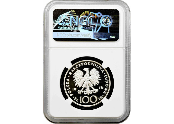 Poland 100 zlotych 1976, NGC PF69 UC PROBA, "Casimir Pulaski" Top Pop