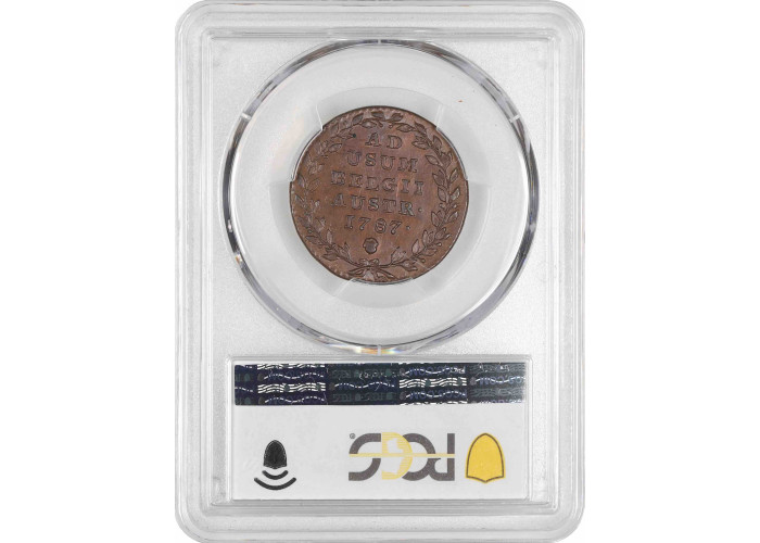 Австрийские Нидерланды 2 лиарда 1787 г., PCGS MS62 BN, "Император Иосиф II (1765 - 1790)" Top Pop