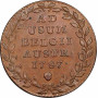 Австрийские Нидерланды 2 лиарда 1787 г., PCGS MS62 BN, "Император Иосиф II (1765 - 1790)" Top Pop