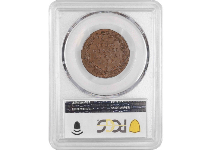 Austrian Netherlands 2 liards 1777, PCGS MS63 BN, "Maria Theresa (1740 - 1780)"