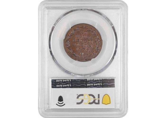 Austrian Netherlands 2 liards 1777, PCGS MS64 BN, "Maria Theresa (1740 - 1780)" Top Pop