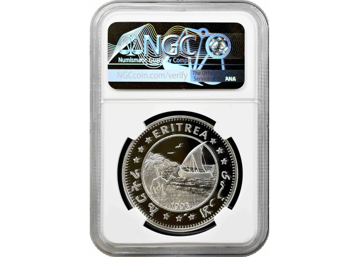 Эритрея 10 долларов 1993 г., NGC PF70 UC, "Берегите планету Земля - Анкилозавр" Top Pop 1/0