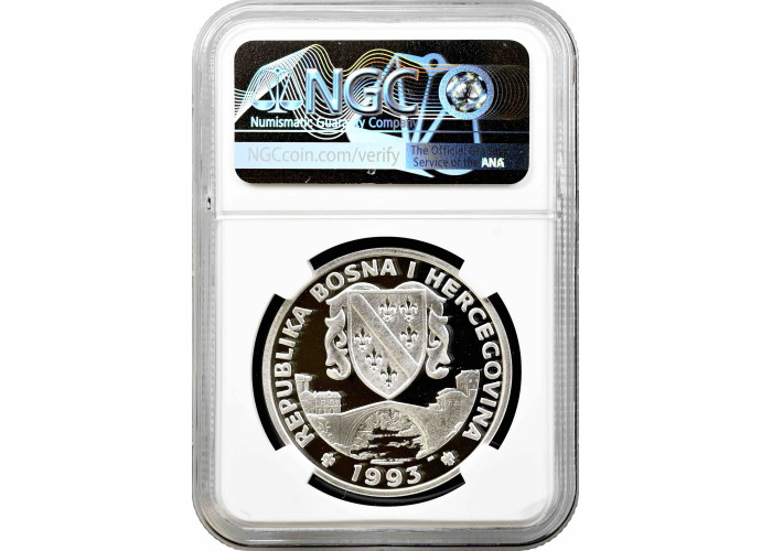 Bosnia & Herzegovina 750 dinara 1993, NGC PF69 UC, "Tyrannosaurus Rex" Top Pop