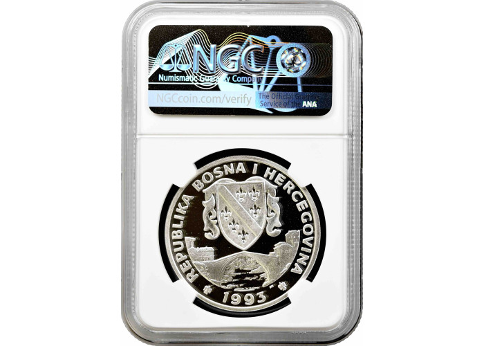 Bosnia & Herzegovina 750 dinara 1993, NGC PF70 UC, "Brontosaurus" Top Pop