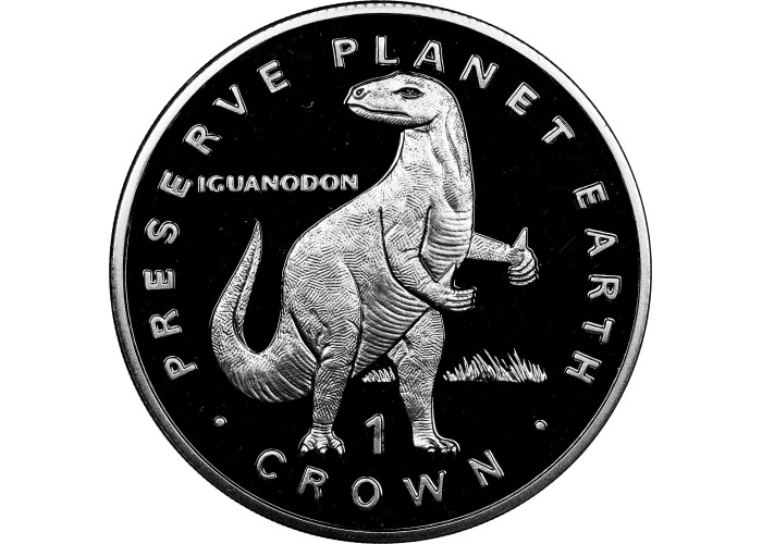 Isle of Man 1 crown 1993, NGC PF68 UC, "Preserve the Planet Iguanodon" Top Pop