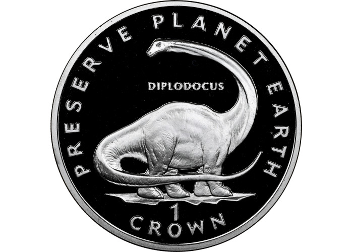 Isle of Man 1 crown 1993, NGC PF69 UC, "Preserve the Planet Diplodocus" Top Pop