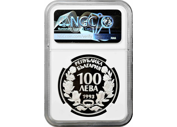 Bulgaria 100 leva 1993, NGC PF69 UC, "Endangered Animals - Chamois" Top Pop