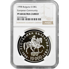 Bulgaria 10000 leva 1998, NGC PF68 UC, "Association with European Community"