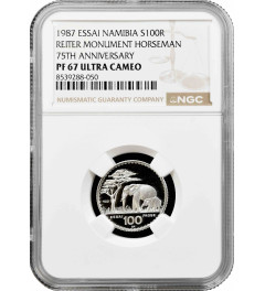 Namibia 100 rand 1987, NGC PF67 UC ESSAI, "Reiter Monument Horseman"