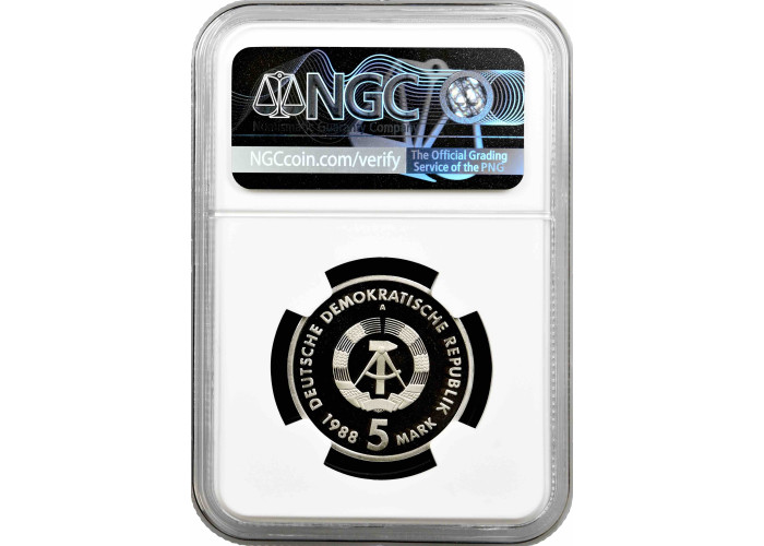 Germany - GDR 5 mark 1988, NGC PF69 UC, "First Railway in Germany" Top Pop