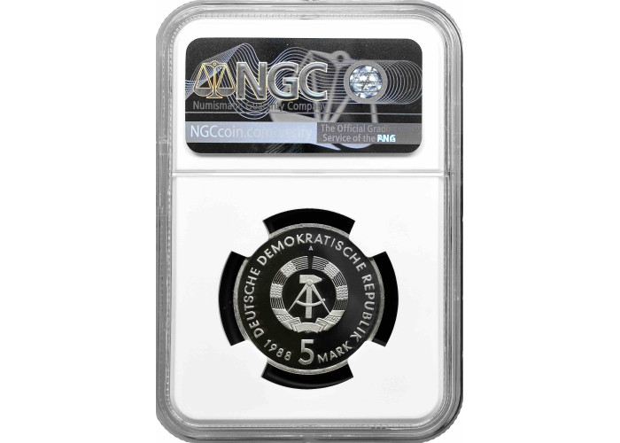 Germany - GDR 5 mark 1988, NGC PF68 UC, "30th Anniversarry - Port of Rostock"