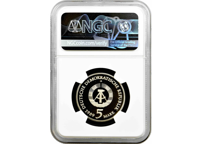 Deutschland – DDR 5-Marke 1989, NGC PF69 UC, „Muhlhausen – Marienkirche“, Top Pop