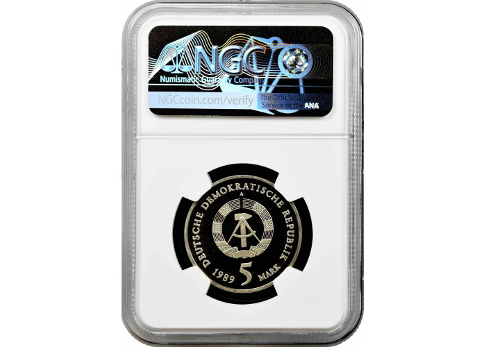 Deutschland – DDR 5-Marke 1989, NGC PF69 UC, „Zwickau – Katharinenkirche“, Top Pop