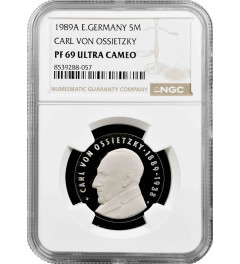 Germany - GDR 5 mark 1989, NGC PF69 UC, "Carl von Ossietzky" Top Pop