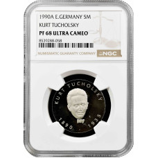 Deutschland - DDR 5 Mark 1990, NGC PF68 UC, "100. Jahrestag - Geburt von Kurt Tucholsky"