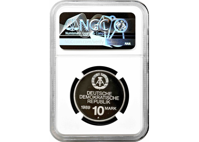 Deutschland – DDR 10. Mark 1989, NGC PF69 UC, „Wirtschaftshilferat“ Top Pop