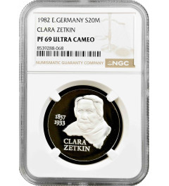 Germany - GDR 20 mark 1982, NGC PF69 UC, "125th An. Birth of Clara Zetkin" Top Pop