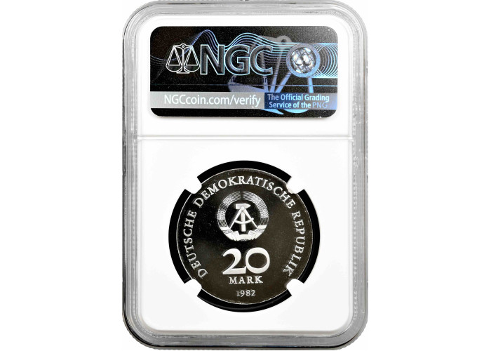 Germany - GDR 20 mark 1982, NGC PF69 UC, "125th An. Birth of Clara Zetkin" Top Pop