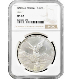 Mexico 1 onza 2006 Mo, NGC MS67, "Silver Bullion Coinage "Libertad"
