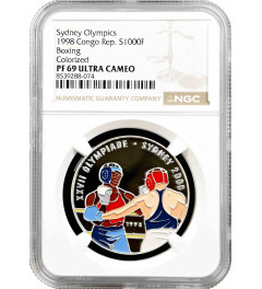 Congo Republic 1000 francs 1998, NGC PF69 UC, "Sydney Olympics - Boxing" Top Pop