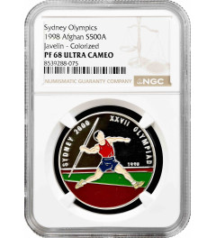 Afghanistan 500 afghanis 1998, NGC PF68 UC, "Sydney Olympics - Javelin" Pop 1/1