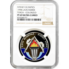 Лаос 5000 кипів 1998 року, NGC PR69 UC, "Олімпійські ігри в Сіднеї - Факел" Top Pop