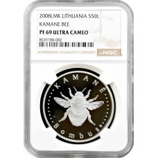 Litauen 50 litu 2008 LMK, NGC PF69 UC, „Litauische Natur – Humble-bee“