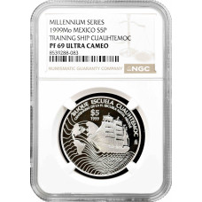Мексика 5 песо 1999 Mo, NGC PF69 UC, "100-та річниця - Військово-морська школа"