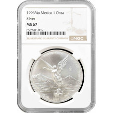 Мексика 1 онза 1996 Пн, NGC MS67, «Срібна монета в злитках «Лібертад»