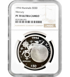 Marshall Islands 50 dollars 1994, NGC PF70 UC, "Mercury" Top Pop 1/0