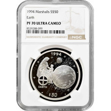 Маршаллові Острови 50 доларів 1994, NGC PF70 UC, "Земля" Top Pop 1/0