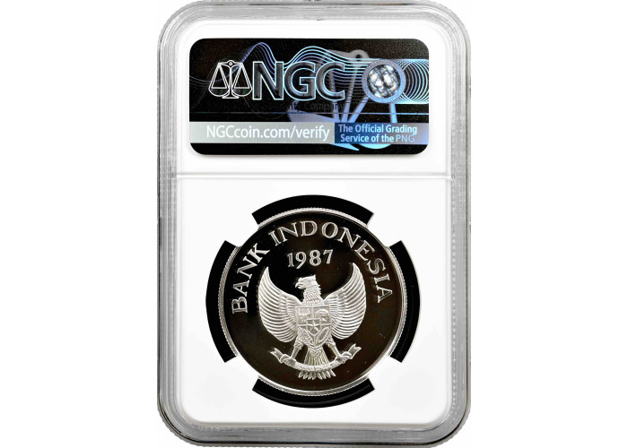 Indonesia 10000 rupiah 1987, NGC PF69 UC, "Wild Boar" silver coin