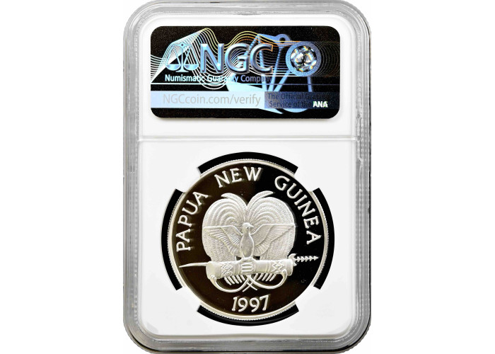 Papua New Guinea 5 kina 1998, NGC PF68 UC, "Endangered Wildlife - Green python"