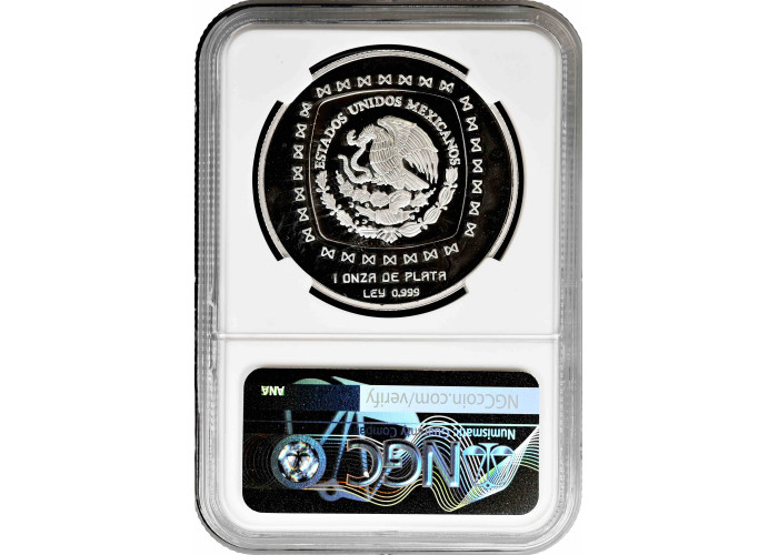 Мексика 5 песо 1996 Mo, NGC PF67 UC, срібна монета "Olmec - Hombre Jaguar"