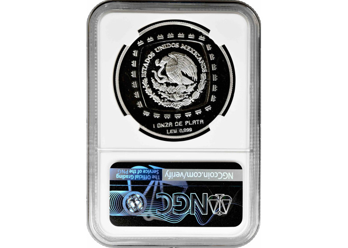 Мексика 5 песо 1998 Mo, NGC PF68 UC, "Доколумбові ольмеки - церемоніальна хача"