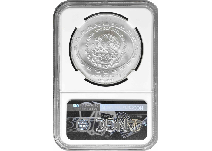 Мексика 5 песо 1997 Mo, NGC MS67, срібна монета «Teotihuacan - Disco de la Muerte»