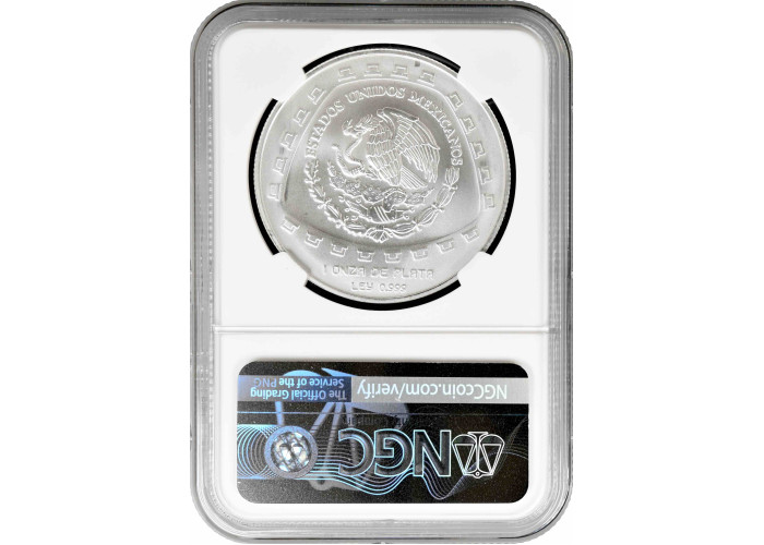 Мексика 5 песо 1998 Mo, NGC MS67, срібна монета "Pre-Columbian Toltec - Jaguar"
