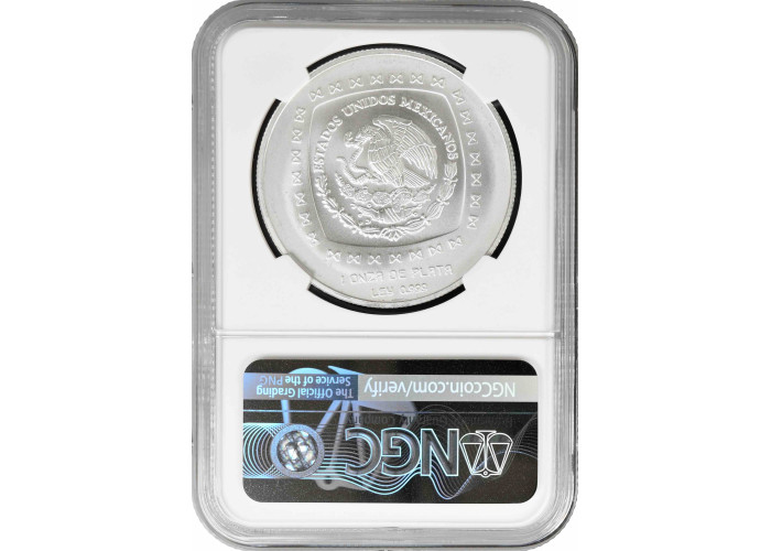 Мексика 5 песо 1996 Mo, NGC MS68, срібна монета "Olmec - Hombre Jaguar"