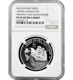 Mexico 5 pesos 1999 Mo, NGC PF69 UC, "100th Anniversary - Navy School"