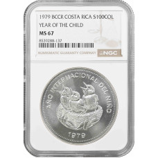Коста-Рика 100 колонів 1979, NGC MS67, "Міжнародний рік дитини"